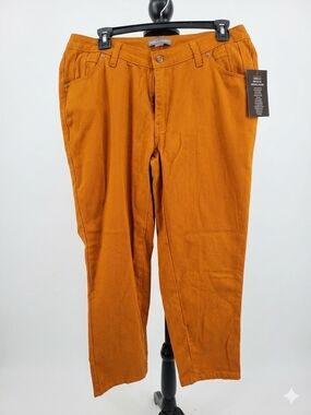 Jessica London Straight-Leg Pants in Amber Orange